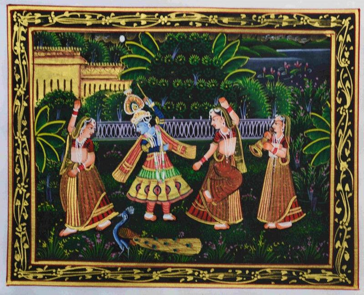 Krishna Radha Raas Leela Traditional Art by Unknown | ArtZolo.com