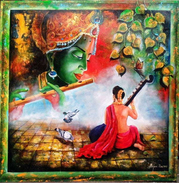 Krishna Sang Meera 3 Painting by Arjun Das | ArtZolo.com