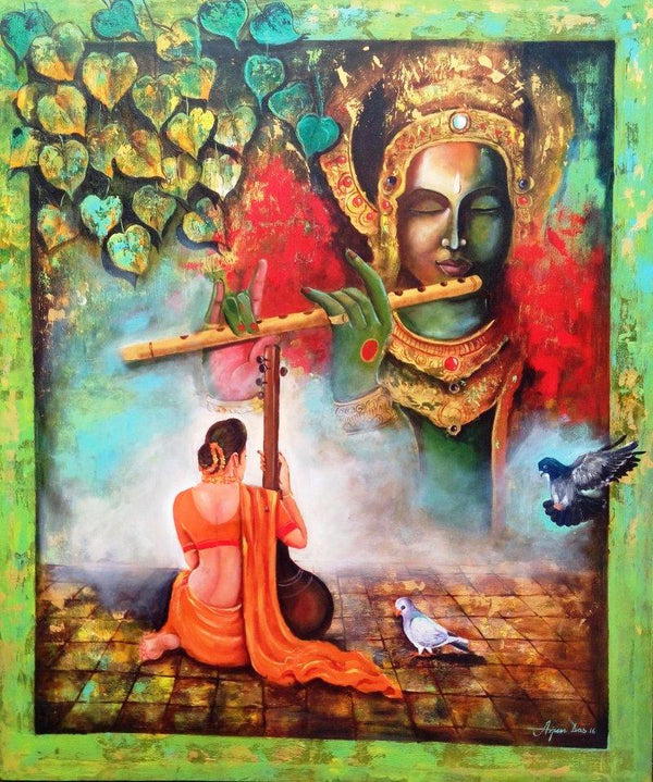 Krishna Sang Meera Painting by Arjun Das | ArtZolo.com