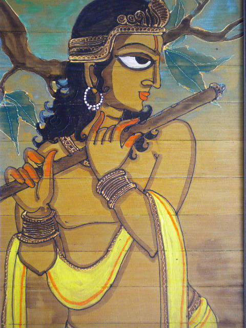 Krishna With Flute Painting by Pradeep Swain | ArtZolo.com