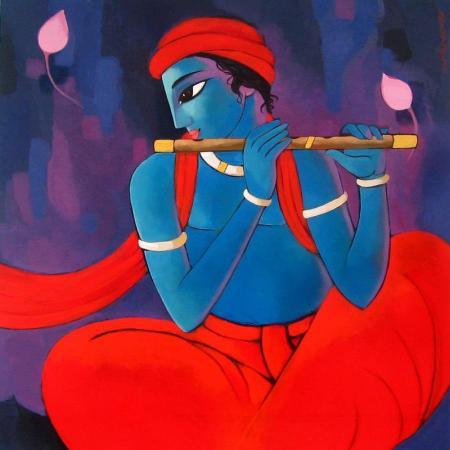 Krishna Vii Painting by Sekhar Roy | ArtZolo.com