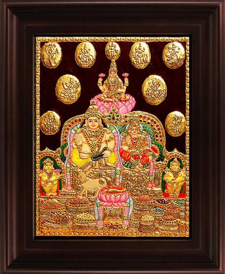Kubera Lakshmi Tanjore Painting Traditional Art by Myangadi | ArtZolo.com