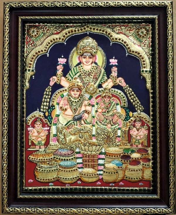 Kuberalakshmi Tanjore Painting Traditional Art by Vani Vijay | ArtZolo.com
