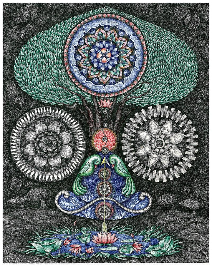 Kundalini Yoga Nali Drawing by V Vasandan | ArtZolo.com