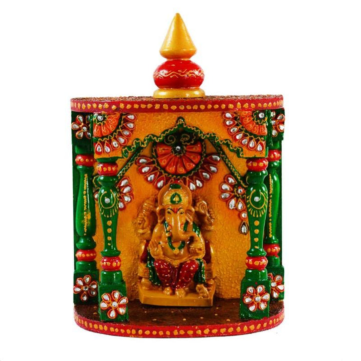 Kundan Mandir(Temple) With Lord Ganesha Handicraft by E Craft | ArtZolo.com