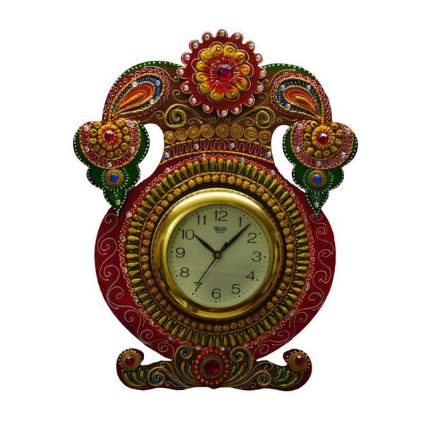 Kundan Studded Wall Clock Kalash Handicraft by E Craft | ArtZolo.com