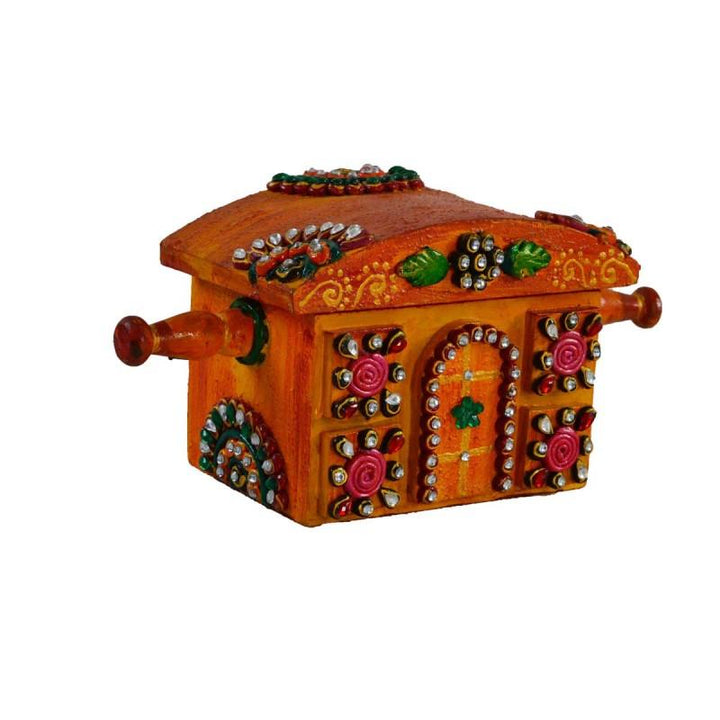 Kundan Studded Royal Jewellery Box Handicraft by E Craft | ArtZolo.com