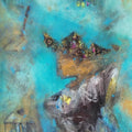 Abstract mixed media painting titled 'Labourer King', 20x15 inches, by artist Dhananjoy Das Painting on Paper