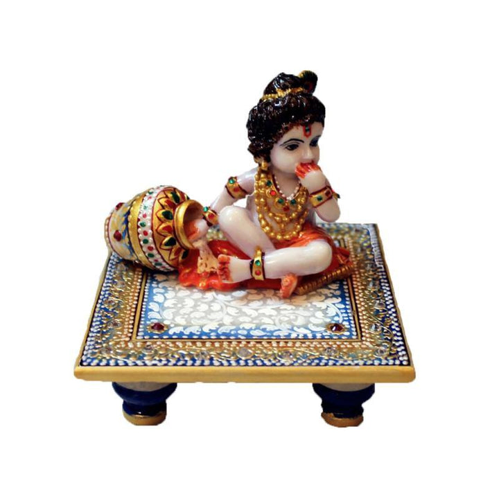 Laddu Gopal On Blue Marble Chowki Handicraft by Ecraft India | ArtZolo.com