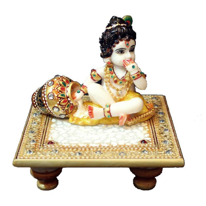 Laddu Gopal On Golden Marble Chowki Handicraft by Ecraft India | ArtZolo.com