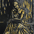 Figurative printmaking titled 'Lady', 16x12 inches, by artist Kanchan Kapruwan on Paper