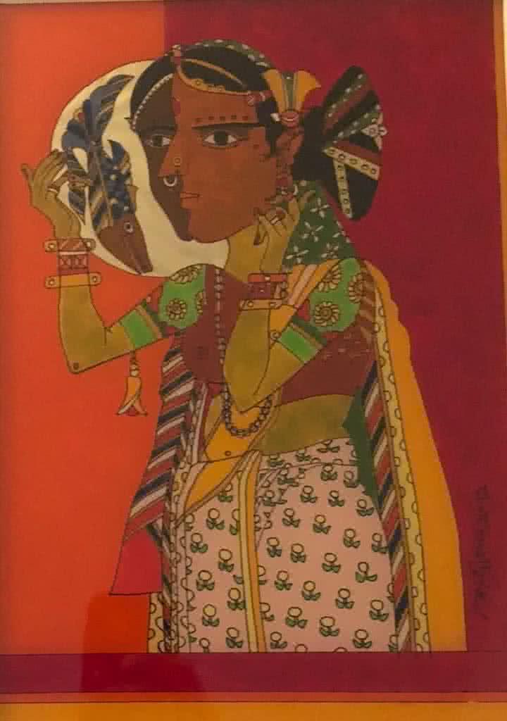 Lady Looking In A Mirror Painting by Laxma Goud | ArtZolo.com