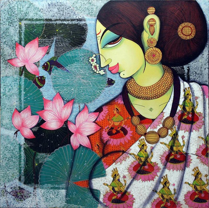 Lakshmi Painting by Varsha Kharatamal | ArtZolo.com