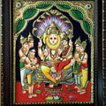 Religious tanjore traditional art titled 'Lakshmi Narasimha Tanjore Painting', 20x16 inches, by artist VANI VIJAY on Plywood