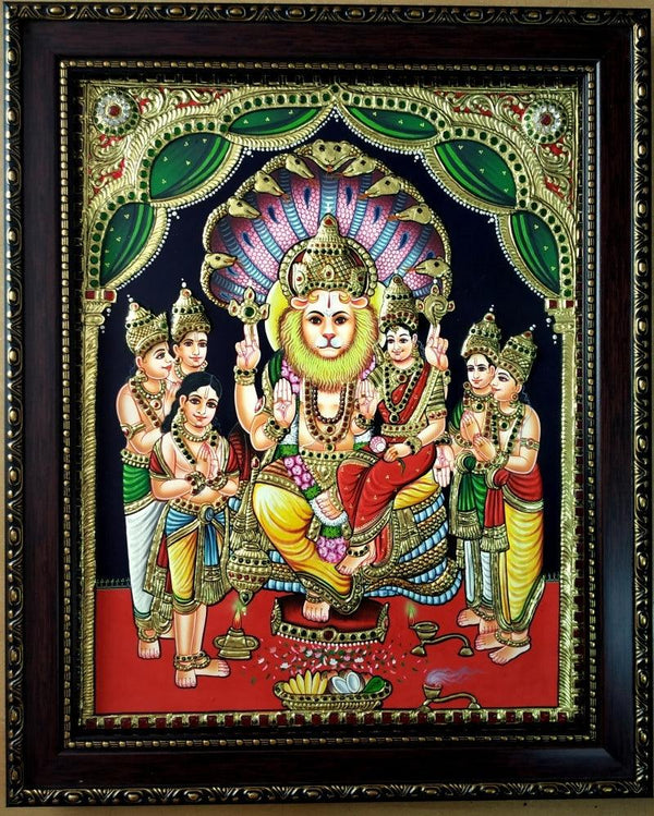 Lakshmi Narasimha Tanjore Painting Traditional Art by Vani Vijay | ArtZolo.com
