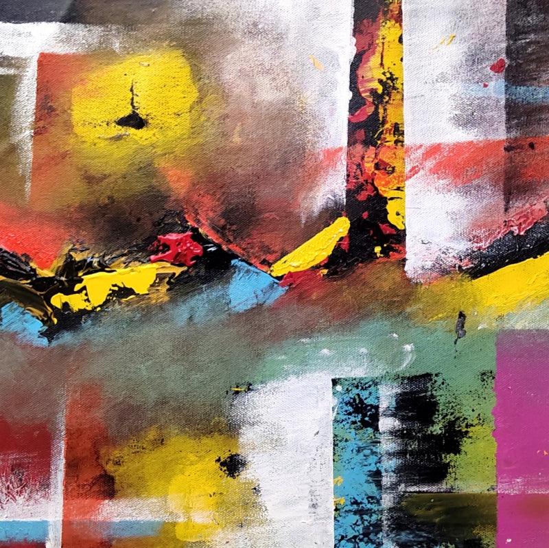 Abstract acrylic painting titled 'Landscape 1', 14x13 inches, by artist Rasid Pathan on Canvas