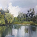 Landscape oil painting titled 'Landscape 1', 10x12 inches, by artist Pabitra Kundu on Canvas