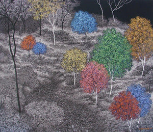 Landscape 1 by Sanjay Devsale, Original Acrylic Landscape Painting on Canvas, Large Horizontal Wall Art