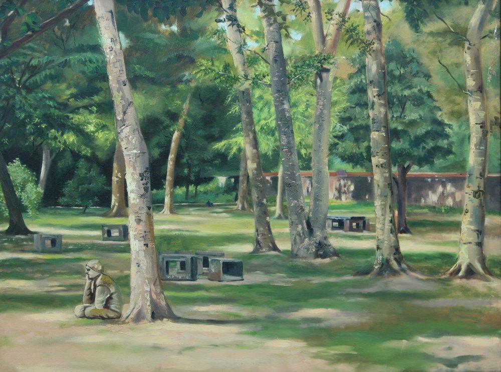 Nature oil painting titled 'Landscape 2', 24x30 inches, by artist Kulwinder Singh on Canvas