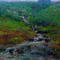 Nature acrylic painting titled 'Landscape 2', 18x18 inches, by artist Suresh Jangid on Canvas