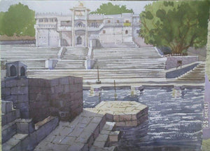 Nature watercolor painting titled 'Landscape 3', 11x14 inches, by artist Surendra Jagtap on Paper