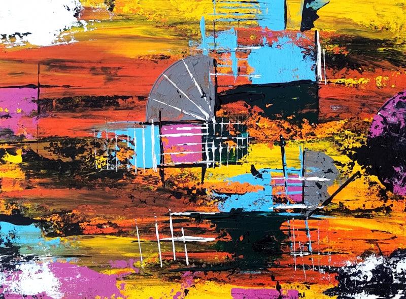Abstract acrylic painting titled 'Landscape 3', 15x20 inches, by artist Rasid Pathan on Canvas