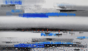 Landscape acrylic painting titled 'Landscape 4', 36x60 inches, by artist Reba Mandal on Canvas