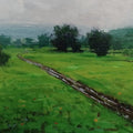 Nature acrylic painting titled 'Landscape 4', 8x8 inches, by artist Suresh Jangid on Mount