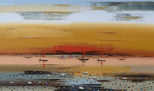 Landscape acrylic painting titled 'Landscape 5', 36x60 inches, by artist Reba Mandal on Canvas