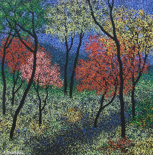 Landscape 9 (Enchanted Forest) by Sanjay Devsale, Original Acrylic Landscape Painting on Canvas, Small Square Wall Art