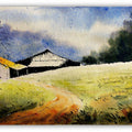 Landscape watercolor painting titled 'Landscape', 8x11 inches, by artist Biki Das on Paper