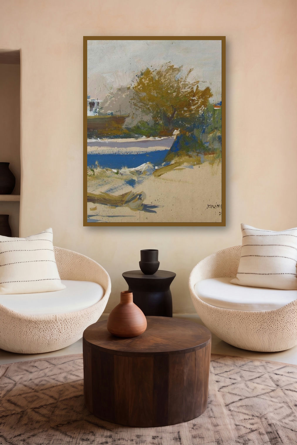 Landscape (Golden Hues) by artist Bhargavkumar Kulkarni displayed in a Designer gallery