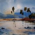 Landscape watercolor painting titled 'Landscape', 22x15 inches, by artist Prasanta Maiti on Paper