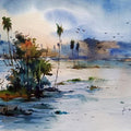Landscape watercolor painting titled 'Landscape', 22x15 inches, by artist Prasanta Maiti on Paper