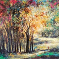Nature mixed media painting titled 'Landscape', 15x30 inches, by artist N P Pandey on Canvas
