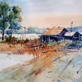 Nature watercolor painting titled 'Landscape', 14x10 inches, by artist Prasanta Maiti on Paper