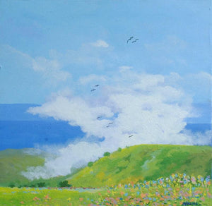 Landscape acrylic painting titled 'Landscape', 18x18 inches, by artist Mansing Jadhav on Canvas