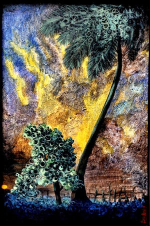 Landscape I (Twilight Majesty) by Devirani Dasgupta, Original Acrylic Landscape Painting on Canvas, Medium Vertical Wall Art