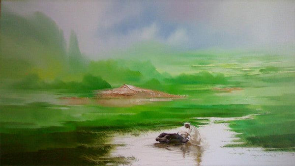 Landscape V Painting by Narayan Shelke | ArtZolo.com