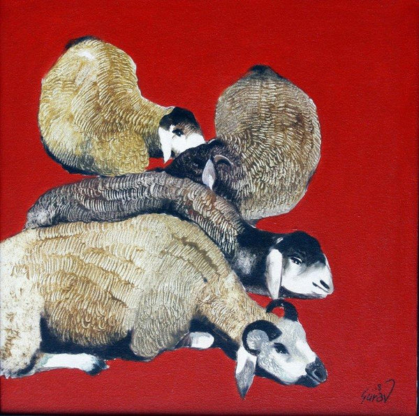 Lazing Sheep Painting by Raosaheb Gurav | ArtZolo.com