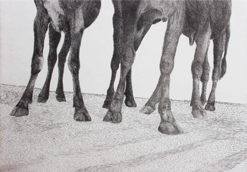 Figurative printmaking titled 'Legs', 8x12 inches, by artist Preya Bhagat on Paper