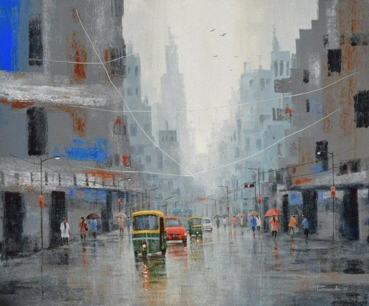 Life On A Rainy Day Painting by Purnendu Mandal | ArtZolo.com