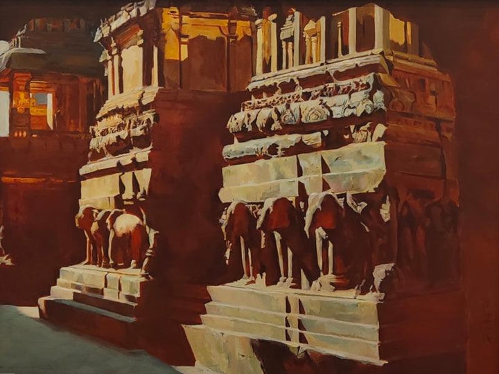 Light And Shade Of Kailas Temple 1 Painting by Sheetal Bawkar | ArtZolo.com