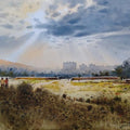 Landscape watercolor painting titled 'Light', 14x20 inches, by artist NanaSaheb Yeole on Paper