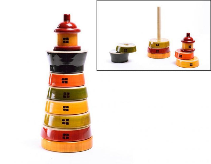 Light House Stacking Wooden Toy Handicraft by Oodees Toys | ArtZolo.com
