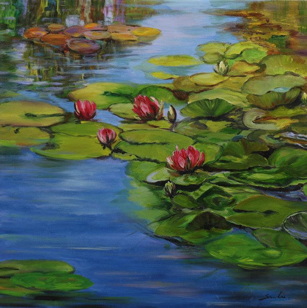 Lily Pond 13 30X30 Painting by Sulakshana Dharmadhikari | ArtZolo.com