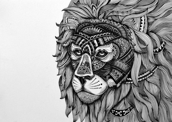 Lion Mask 1 Drawing by Kushal Kumar | ArtZolo.com