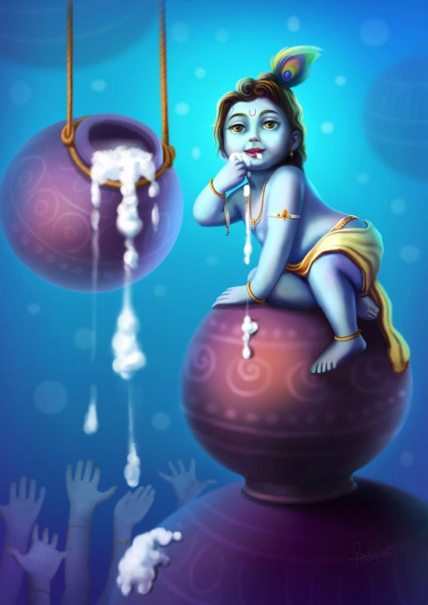 Little Krishna Digital Art by Raviraj Kumbhar | ArtZolo.com