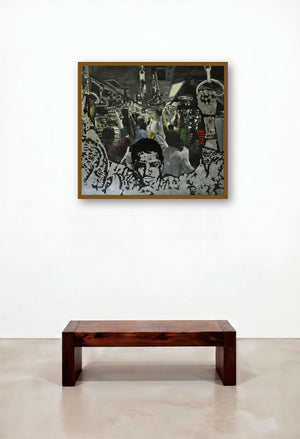 Local (Rhythms of the Rails) by artist Ajit Deswandikar displayed in a Traditional Family Room