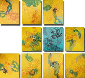 Abstract mixed media painting titled 'Lockdown', 10x8 inches, by artist Vanchha Dixit on Canvas